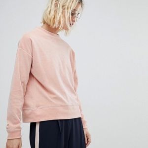 ASOS blush velvet sweatshirt